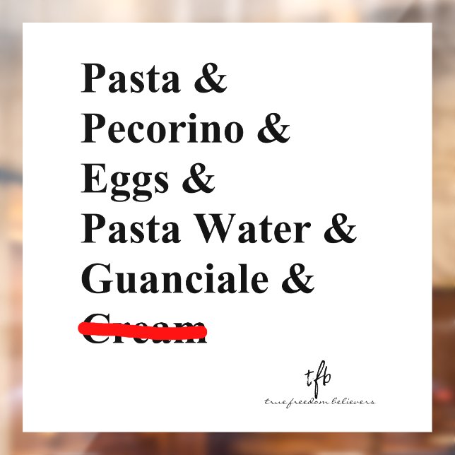Autocollant Pour Fenêtre Ingrédients Pasta Carbonara (Feuille 2)