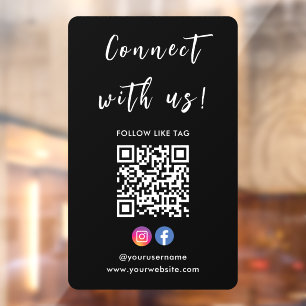 Autocollant Pour Fenêtre Instagram Facebook Qr Code Se Connecter Avec Nous