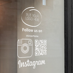Autocollant Pour Fenêtre Instagram Suivez-Nous Qr Code Blanc