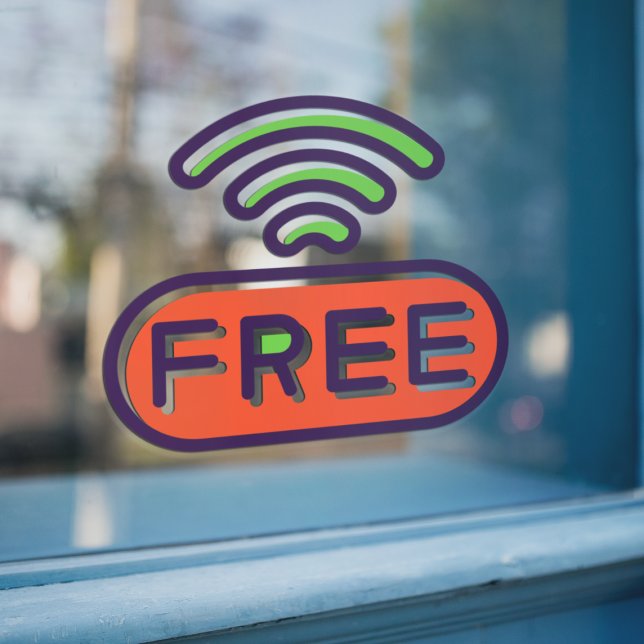 Autocollant Pour Fenêtre Internet Wi-Fi Gratuit Relier Restaurant Bar (Créateur téléchargé)