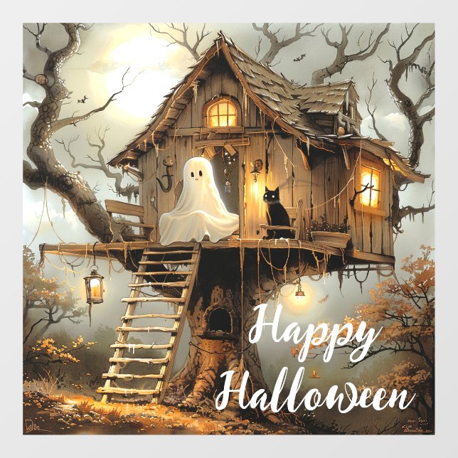 Autocollant Pour Fenêtre Invités de minuit au Lantern Tree (Feuille)