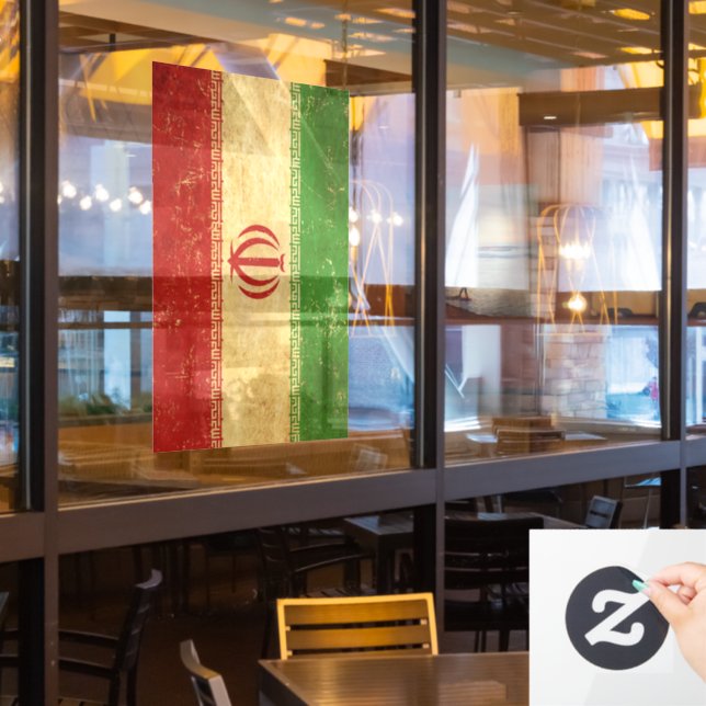 Autocollant Pour Fenêtre Iran - Drapeau Vintage (Fenêtre du restaurant)