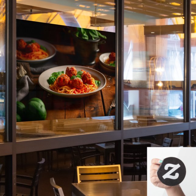 Autocollant Pour Fenêtre Italien Spaghetti Pasta Boulettes de viande Sauce  (Fenêtre du restaurant)