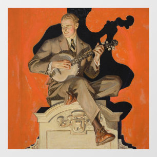 Autocollant Pour Fenêtre J.C. Leyendecker Joueur de banjo 1920 Art déco Art