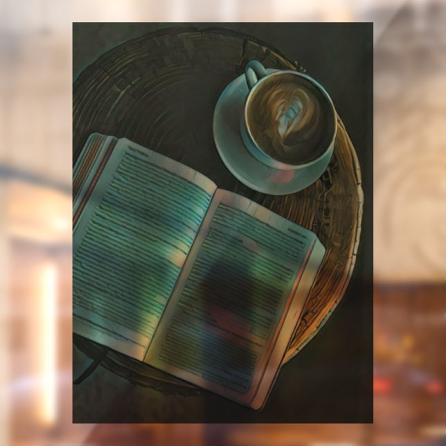 Autocollant Pour Fenêtre J'adore le café et les livres (Feuille 2)