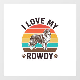 Autocollant Pour Fenêtre J'adore mon design de chien Colley vintage tapageu
