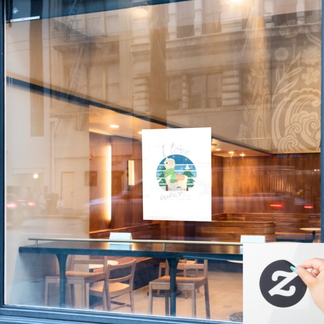 Autocollant Pour Fenêtre J'aime l'hiver | amateurs d'hiver | vacances d'hiv (Fenêtre de café)