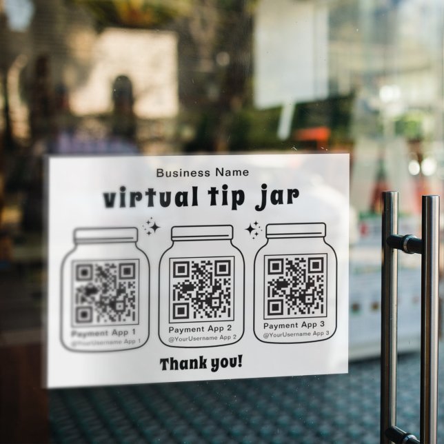 Autocollant Pour Fenêtre Jar de conseil virtuel avec 3 code QR (Créateur téléchargé)