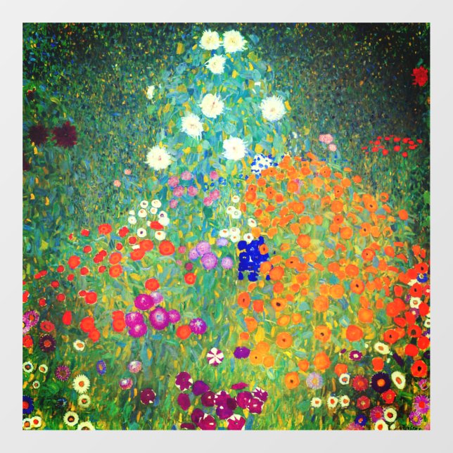 Autocollant Pour Fenêtre Jardin aux fleurs Gustav Klimt (Feuille)