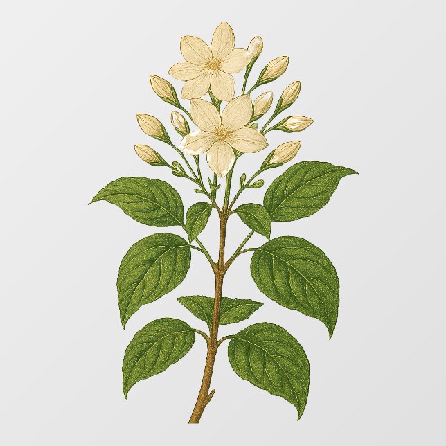 Autocollant Pour Fenêtre Jasmin Vintage (Feuille)