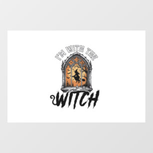 Autocollant Pour Fenêtre Je Suis Avec La Sorcière Vintage Halloween