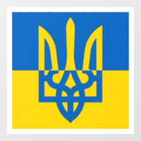 Je suis avec l'Ukraine. Drapeau ukrainien. Trident