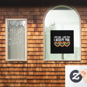 Autocollant Pour Fenêtre Je T'Aime Je T'Accepte Rainbow LGBTQ