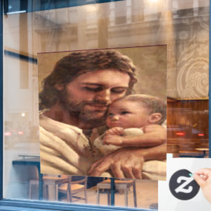 Autocollant Pour Fenêtre Jésus chrétien et enfant