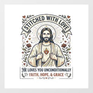 Autocollant Pour Fenêtre Jésus Couture Tricotage Chemise Graphique Chrétien