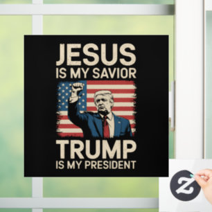 Autocollant Pour Fenêtre Jésus est mon sauveur Trump est mon président 47 É