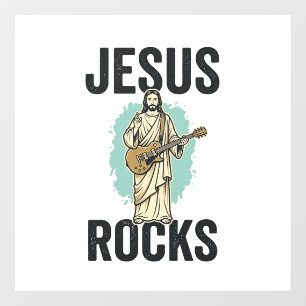 Autocollant Pour Fenêtre Jésus Rocks Guitare Gravure Chrétienne Vintage Des