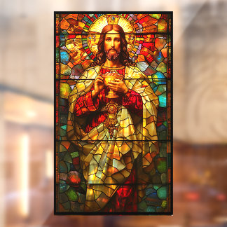 Autocollant Pour Fenêtre Jésus Sainte Communion Faux Vitrail