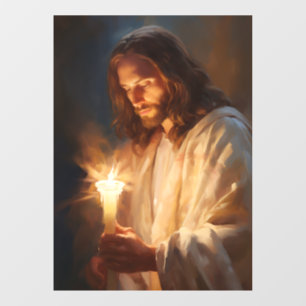 Autocollant Pour Fenêtre Jésus tenant la fenêtre de bougie Clouer