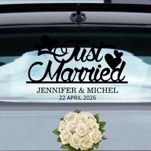 Autocollant Pour Fenêtre Jeune Marié Mariage Minimaliste Voiture de Nouveau