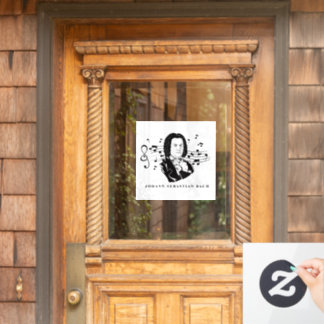 Autocollant Pour Fenêtre Johann Sebastian Bach Portrait et buste avec notes