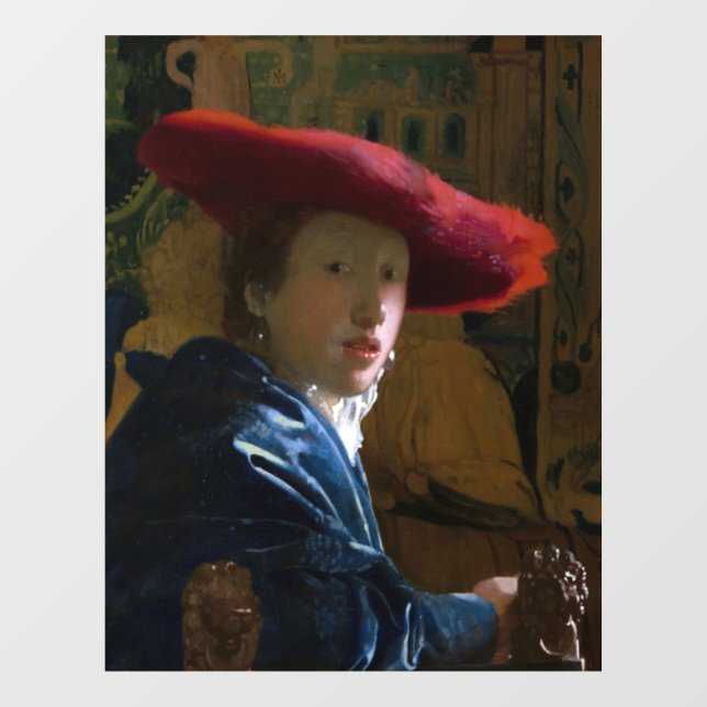 Autocollant Pour Fenêtre Johannes Vermeer - Fille avec un Casquette rouge (Feuille)