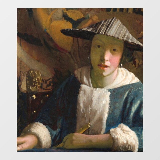 Autocollant Pour Fenêtre Johannes Vermeer - Fille avec une Flûte (Feuille)