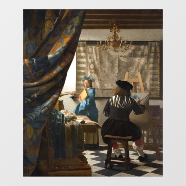 Autocollant Pour Fenêtre Johannes Vermeer - L'Allégorie de la Peinture (Feuille)