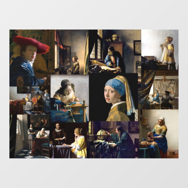 Autocollant Pour Fenêtre Johannes Vermeer - Patchwork de chefs-d'oeuvre (Feuille)