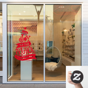 Autocollant Pour Fenêtre Joie au monde Noël typographie rouge