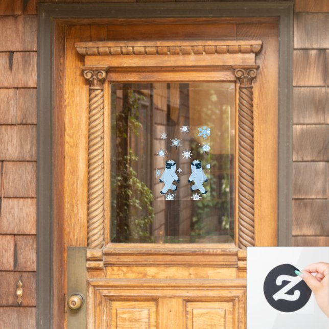 Autocollant Pour Fenêtre Joints de la fenêtre de Noël Yeti & Snowflakes (Porte d'accueil)