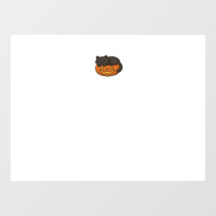 Autocollant Pour Fenêtre Joli chat noir endormi sur un citrouille Halloween