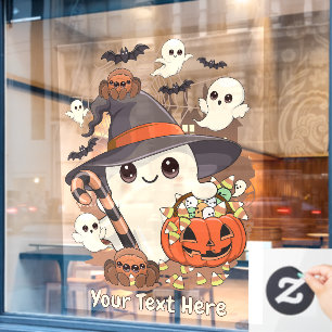 Autocollant Pour Fenêtre Joli fantôme d'Halloween de style Kawaii