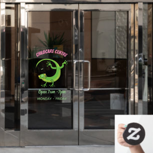 Autocollant Pour Fenêtre Joli gecko vert salutations avec dessin animé