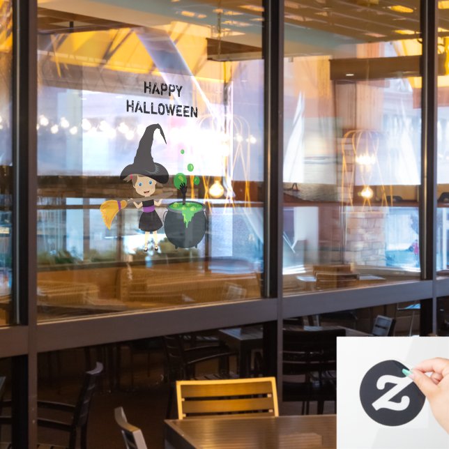 Autocollant Pour Fenêtre Joli Halloween sorcière Halloween (Fenêtre du restaurant)