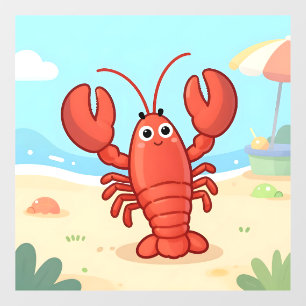 Autocollant Pour Fenêtre Joli homard à la plage