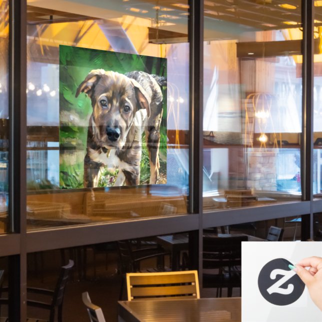 Autocollant Pour Fenêtre Joli mélange Husky Puppy Clouage de la fenêtre (Fenêtre du restaurant)