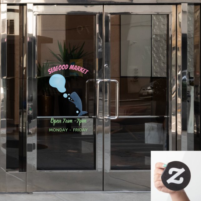 Autocollant Pour Fenêtre Jolie baleine à sperme soufflant bulles dessin (Porte de bureau)