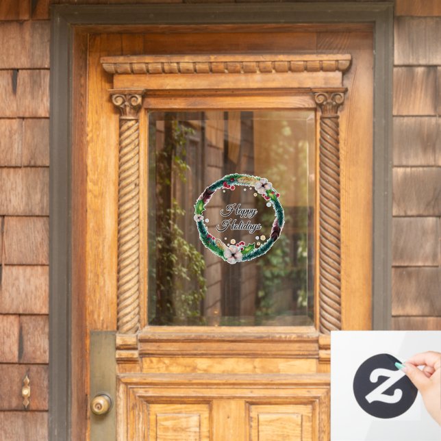 Autocollant Pour Fenêtre Jolie Boho Holiday Wreath personnalisable (Porte d'accueil)