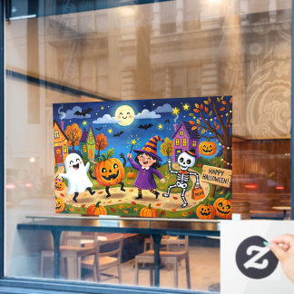 Autocollant Pour Fenêtre Jolie fête d'Halloween Nuit Fantôme Sorcière Squel
