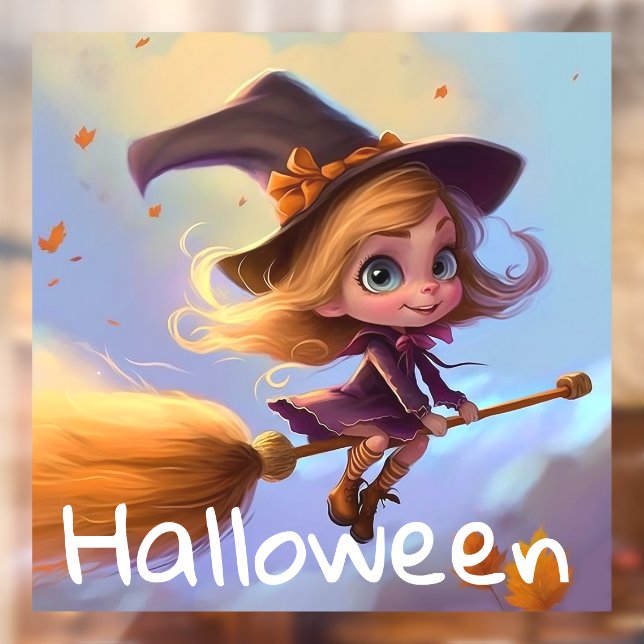 Autocollant Pour Fenêtre Jolie Sorcière Volante Animée (Feuille 2)