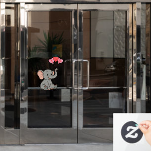 Autocollant Pour Fenêtre Jour de la Saint-Valentin éléphant mignon