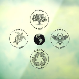 Autocollant Pour Fenêtre Jour des terres Sauvez la bouteille d'eau de la pl