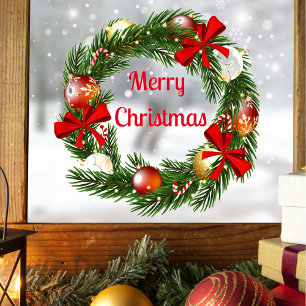 Autocollant Pour Fenêtre Joy Sticker de couronne de Noël pour fenêtre