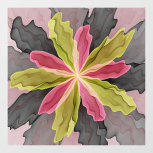 Autocollant Pour Fenêtre Joy, Vert rose Anthracite Imaginaire Fleur Fractal