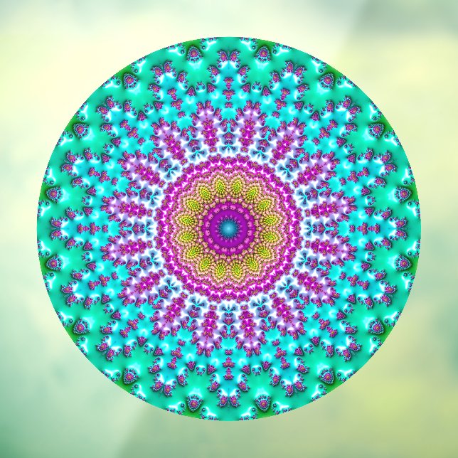 Autocollant Pour Fenêtre Joyau super Coloré Tone Boho Fractal Mandala (Feuille 3)