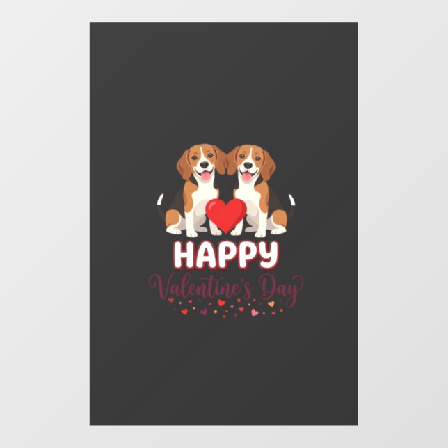 Autocollant Pour Fenêtre Joyeuse Saint-Valentin Couple Beagle (Feuille)
