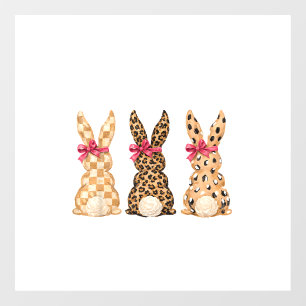 Autocollant Pour Fenêtre Joyeuses Pâques Léopard Lapin Coquette Arc Fille F