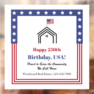Autocollant Pour Fenêtre Joyeux 250e anniversaire, États-Unis ! Marketing i