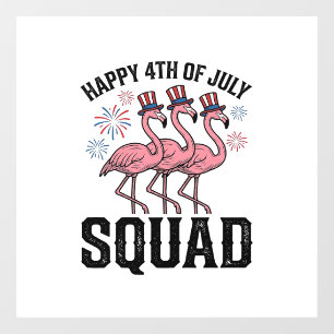 Autocollant Pour Fenêtre Joyeux 4 juillet Flamingo Squad Vector Design_1